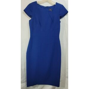 Adrianna Papell Sheath Dress‎ Sz 2 Royal Blue Knee Cap Sleeve Square Neck Career